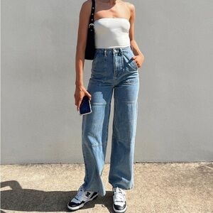 Princess Polly Calcetto Wide Leg High Waist Denim Jean Size 4